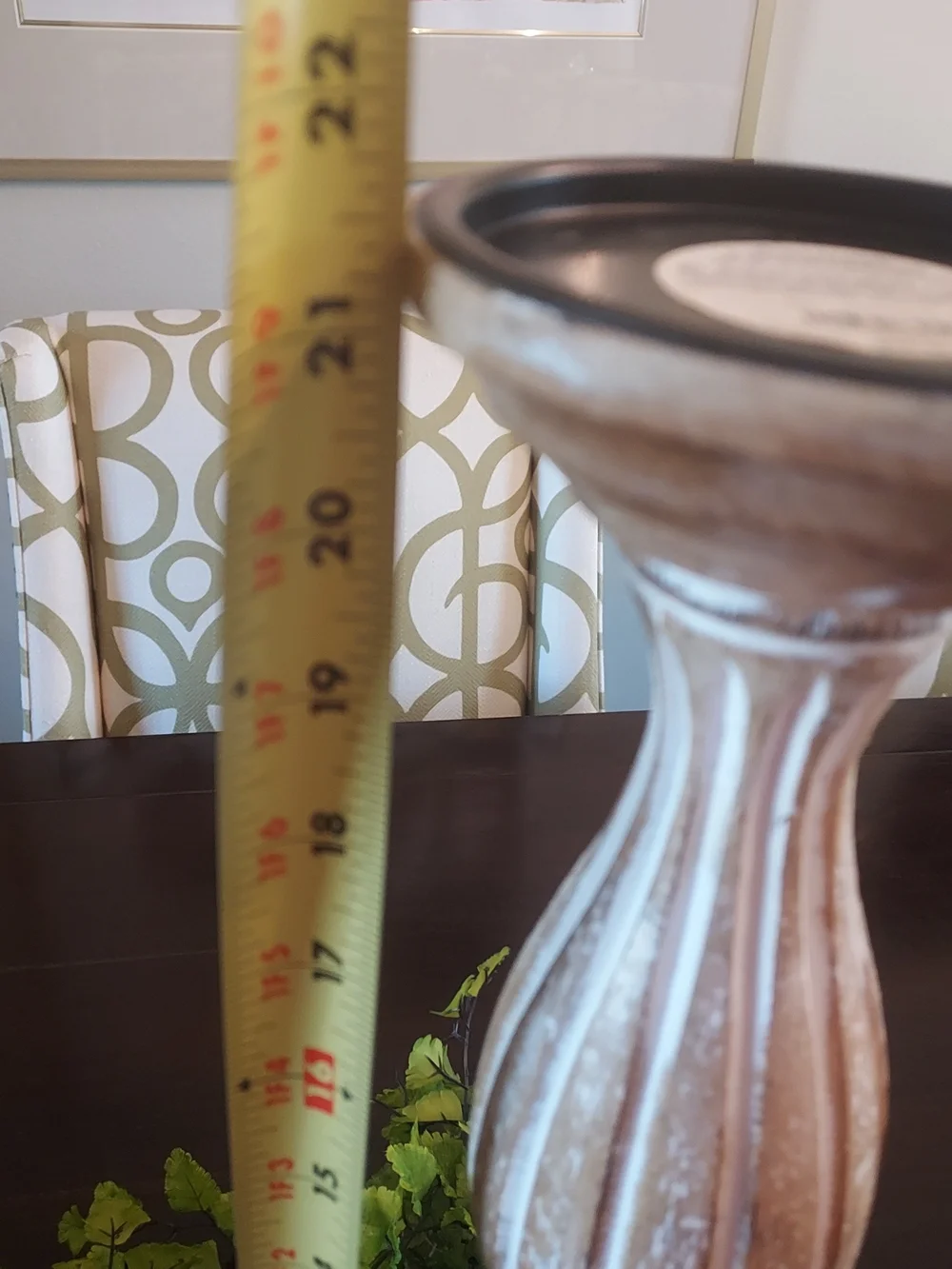 Pier 1 Whitewashed Mango Wood Candlestick: Hand Carved. 21.5